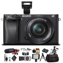 Sony Alpha a6300 Mirrorless Camera  16-50mm Lens Black ILCE6300L/B  Soft Bag, Tr(International Model)