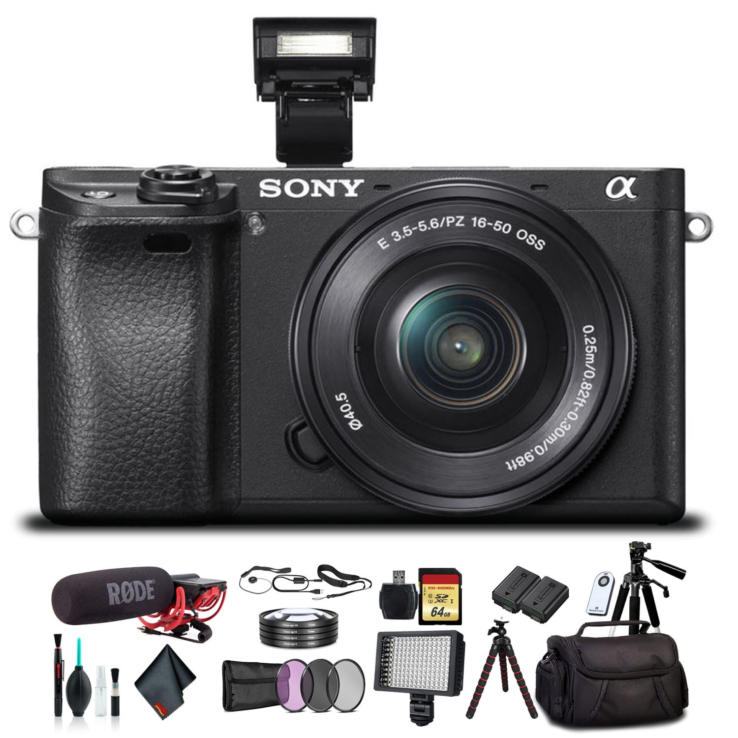 Sony Alpha a6300 Mirrorless Camera +16-50mm Lens Black ILCE6300L/B +Soft Bag Tr(International Model)