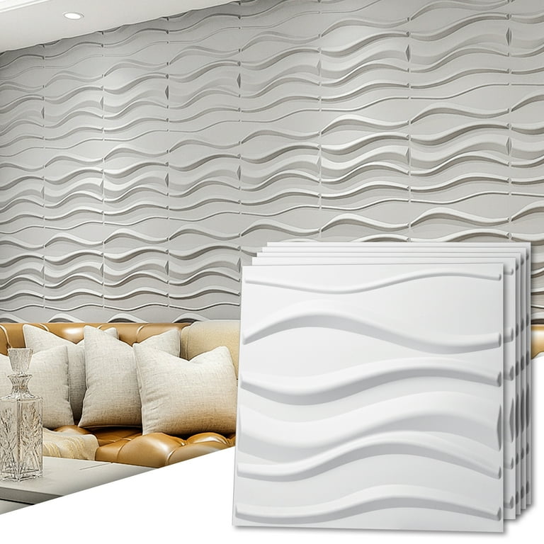 Art3d Decorative 3D Wavy Wall Panel White Wave Board Pack of 12 Tiles 32 Sq Ft (Plant Fiber) Art3d Decorative 3D Wavy Wall Panel White Wave Board Pack of 12 Tiles 32 Sq Ft (Plant Fiber)