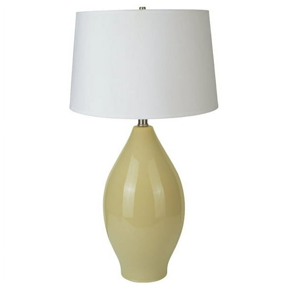 NEW Modern Style Beige Base with White Fabric Shade 28" Table Lamp 6201