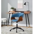 thumbnail image 3 of LumiSource Black Metal, Walnut Wood, Blue Fabric Vintage Mod Office Chair, 3 of 6