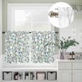 thumbnail image 5 of Kitchen Window Curtains Valance and Tier Set, Spring Blue Green Leaves on White Rod Pocket Tier Curtain Valance Set, Watercolor Botantical Light Filtering Cafe Curtains for Bedroom Living Room, 5 of 9