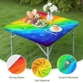 thumbnail image 4 of Rainbow Tie Dye Wave Pattern Square Fitted Tablecloth with Elastic Edge,Square Table Cover,Washable Elastic Table Cover for Home Kitchen Party Decor 34"x34", 4 of 6