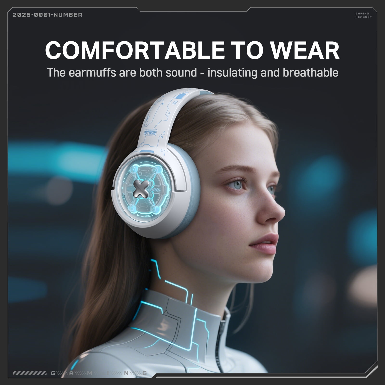 Wireless Gaming Headset for PS5/PC/PS4/Switch,Wired/2.4G/Bluetooth Gaming Headphones with Mic/Surround Sound/Space Capsule Design and Cool Linght/1000mAh Large Battery/White