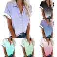 thumbnail image 1 of breaise Womens Short Sleeve Shirts Tie Dye Button Down Shirt V Neck Collared Tops Lightweight Work Tee with Pockets S-5XL Free Shipping, 1 of 4
