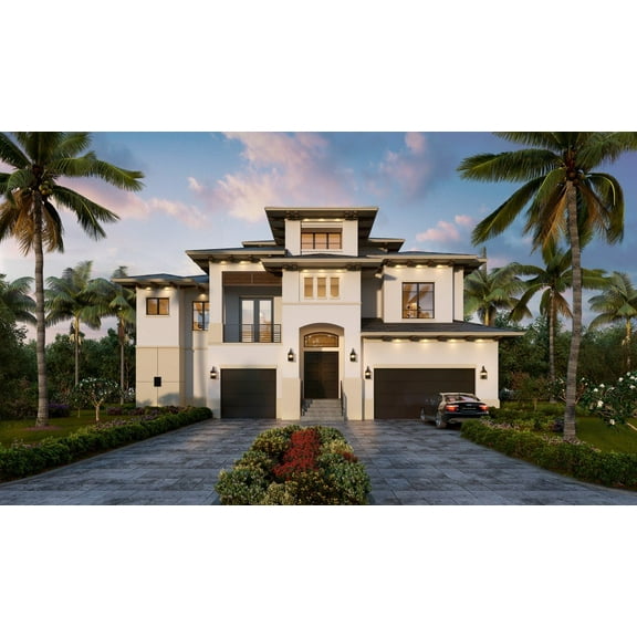 013-3613: Luxury Contemporary 4 Bed, 5 Bath Luxury Home Plan, 3613 Sq Ft: Full Blueprints with License to Build by Home Plan Marketplace - Lesuto