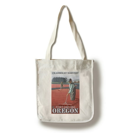 Cranberry Port Cranberry Bogs Harvest - Port Orford, Oregon - LP Original Poster (100% Cotton Tote Bag - Reusable) ()