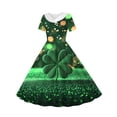thumbnail image 7 of hengsof Girls Themed Print Collared Dress for 5-14 Years, Short Sleeve Button Detail Party Gown, Holiday Celebration Formal Wear, 7 of 7