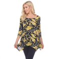 thumbnail image 1 of 1301-55-S Black Floral Chain Printed Tunic Top with Pockets - Small, 1 of 1