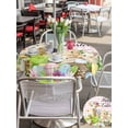 thumbnail image 4 of Easter Outdoor Tablecloth - 54 Inch Round Dining Table Cover, Rabbit Sheep Eggs Butterfly Flowers Pink Grid Waterproof Outdoor Table Cloth with Umbrella Hole & Zipper for Picnic/Patio/Party, 4 of 7