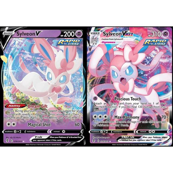 Set de cartas Pokémon Sylveon V y Vmax Evolving Skies Ultra Rare