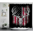 thumbnail image 3 of 4PCS Deer Shower Curtain Set, Camo Camouflage Black American Flag Moose Elk Woodland Animal Hunting Lodge Cabin Country Rustic Farmhouse Bathroom Decor Fabric Shower Curtain, Non-slip Bath Mat, 3 of 7