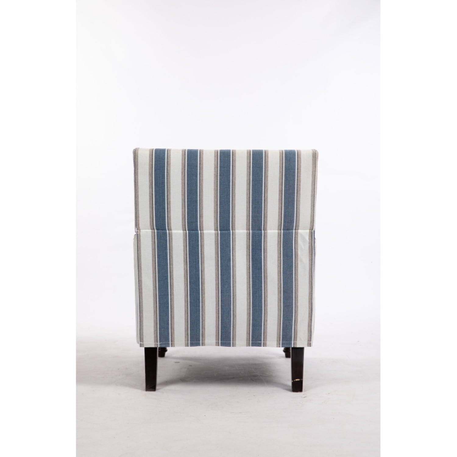 DIANJIE Upholstered Accent Chair, Vintage Armchair with Blue White Striped en Fabric and Nailhead Trim for Living Room