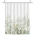 thumbnail image 4 of Retro Sage Green Leaves Shower Curtain, Light White Floral Plant Bathroom Decoration Shower Curtain Sets 71x71 Inch with Hooks, 4 of 6