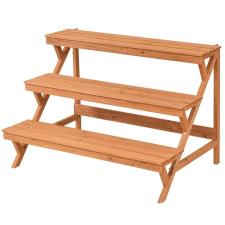 3 Tier Wood Plant Stand Flower Pot Holder Shelf Display Rack Stand Step Ladder Walmart Canada