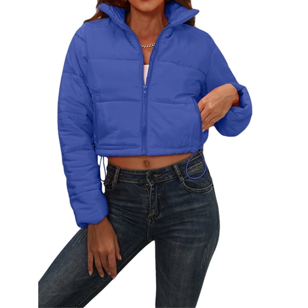 VISgogo, chaqueta corta para mujer, chaquetas de plumón de Color sólido a la moda, abrigo acolchado recortado, abrigo cálido de invierno VISgogo moda