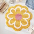 thumbnail image 1 of WOVTE - Alfombra de baño antideslizante, absorbente, con forma de flor, suave y con mechones (amarillo), 1 of 6