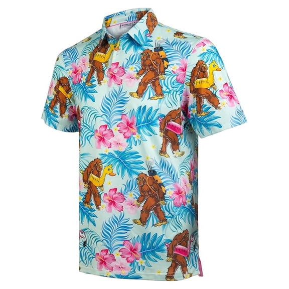 CONROSES Mens Hawaii Short Sleeve Polo Shirts Tropical Graphic Collared Polo Shirt for Men Casual Golf Shirts