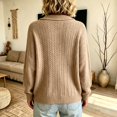 thumbnail image 4 of Women Loose Fit Shawl Collar Cable Knit Cardigan Button Front Long Sleeve Casual Knit Outerwear, XL, 4 of 4