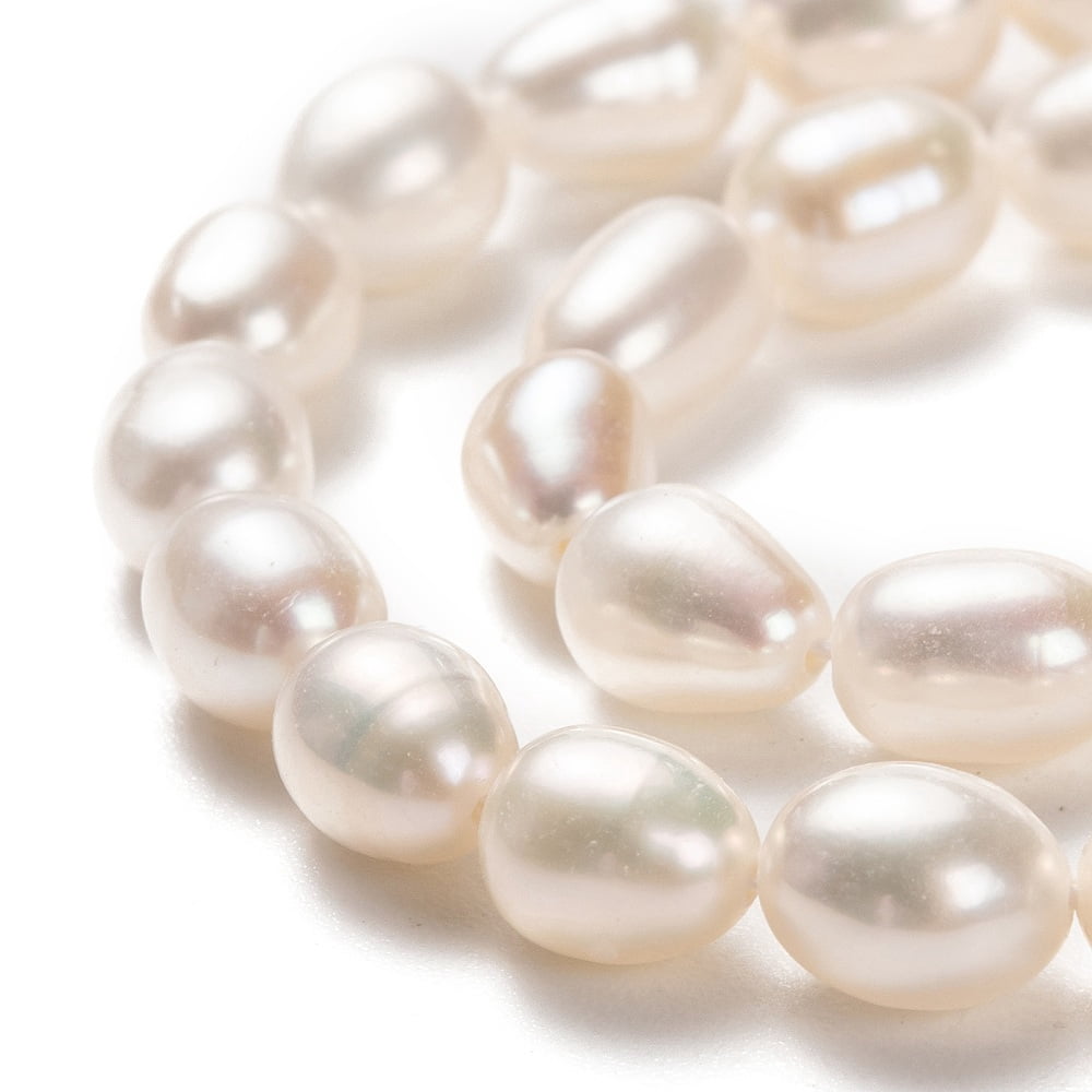 1Strand Natural Cultured Freshwater Pearl Beads Strands Rice Bisque 7~8x6mm Hole: 0.7mm about 44~45pcs/strand 15''(38.1cm)
