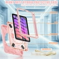 thumbnail image 3 of Dteck for Case for iPad Mini 7 (A17 Pro) 2024/ Mini 6 8.3", Heavy Duty Shockproof Rugged Cover with Hand Strap 360 Degree Rotatable Kickstand Protective with Shoulder Strap Cover, Pink, 3 of 12