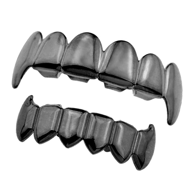 Juego de Parrilla para Disfraces de Halloween Sunnimix Negro Parrillas chapadas en oro de 18 quilates
