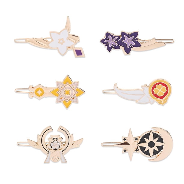 6 piezas Genshin Impact Clips para el cabello Banda para el cabello Klee Yae Mikoo Raiden Shogun Anime Accesorios para el cabello Joyería de cosplay para fanáticos (cosplay/6 piezas)