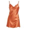 thumbnail image 3 of Hkoxplj Womens Satin Cowl Neck Nightgown Sleeveless Adjustable Spaghetti Strap Slit Chemise Silky Elegant Sleepwear Night Dress for Summer Vacation Home Sleep Soft Breathable Luxury, 3 of 4
