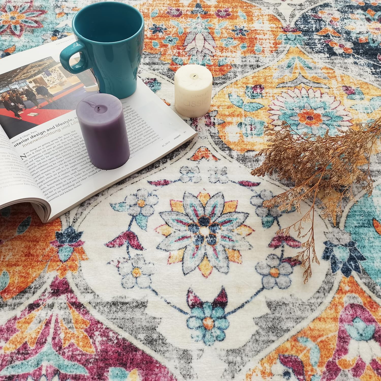 METSAVAIM 8x10 Rug - Ultra Soft Moroccan Area Rug for Living Room, Bedroom & Office | Non-Slip Machine Washable Rugs, Ideal for Indoor & Outdoor Use