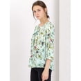 thumbnail image 3 of INSPIRE CHIC Blouse Florale Bohème à Volants pour Femme, Col en V à Nouer, Manches 3/4, 3 of 5