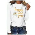 thumbnail image 2 of DPTALR T-shirt Imprimé Années Heureuses pour Femmes Manches Longues Blouse Décontractée, 2 of 8