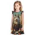 thumbnail image 1 of Fotbe Forest Maple Leaf Husky Vestido de Dormir para Niñas de 3 a 10 Años, Mangas Cortas, Estilo Princesa, Pijama Camisón con Mangas Voladas-XX-Large, 1 of 6