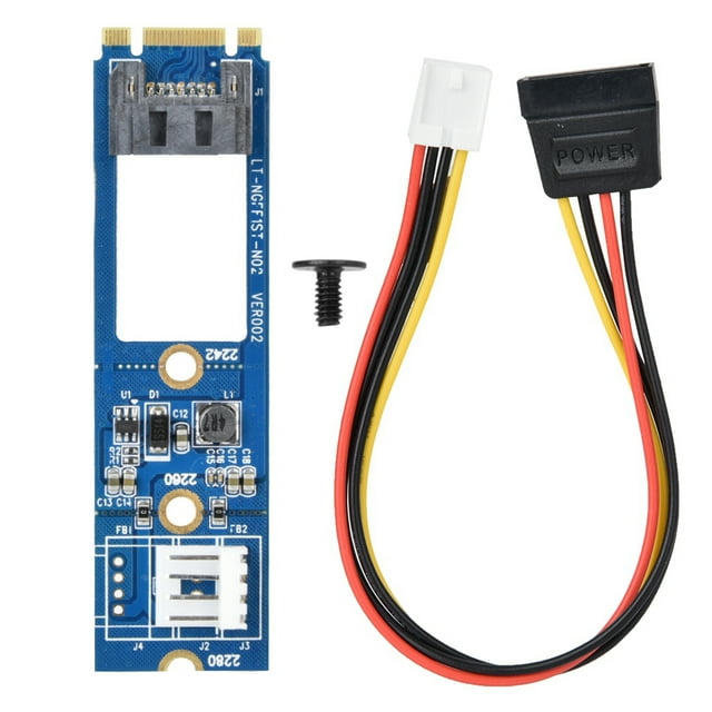 Ccdes M2 TO SATA M.2 NGFF SATA to 7Pin SATA Horizontal Converter Adapter Card+4Pin Power Cable, M.2 to SATA3.0 Converter Card