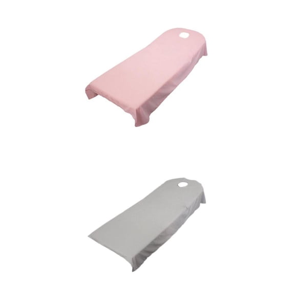 Wswqop 2pcs Brushed Polyester Spa Massage Table Cover Bed Sheet 35x75inch Grey/Pink