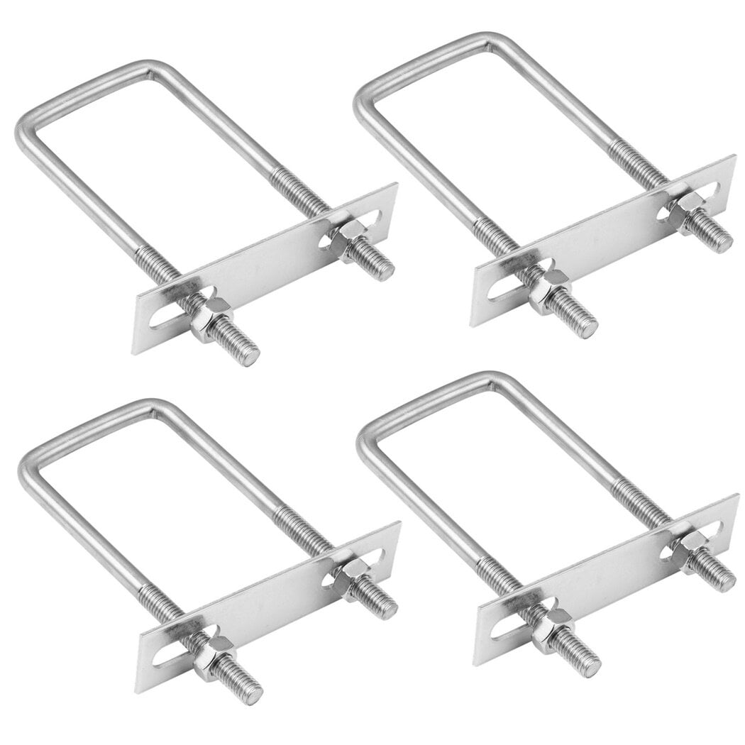 4PCS Square UBolts, Stainless Steel Square Bend U Bolts with Nuts and