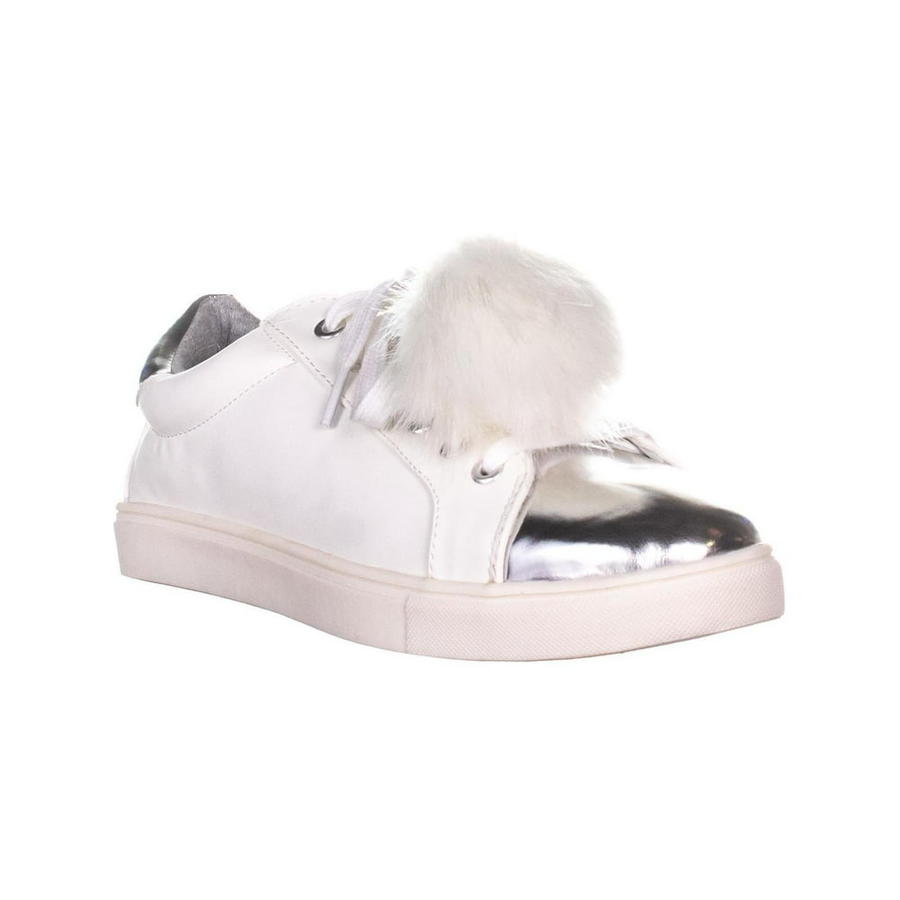 MG35 - Womens Material Girl Zelda Low Top Pom Pom Sneakers, White, 9.5 ...