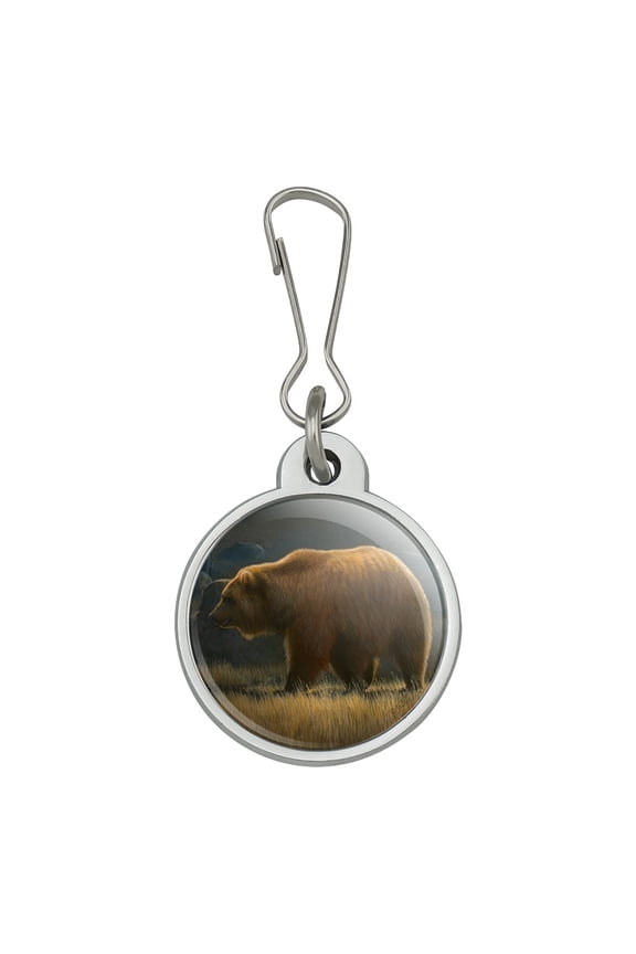 Wandering Grizzly Bear Jacket Handbag Purse Luggage Backpack Zipper Pull Charm