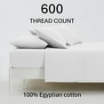 thumbnail image 2 of ABORN 600-TC 100% Egyptian Cotton Bedsheet |7-PC Split King, White| 18" Deep Pocket, 2 of 8