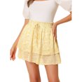 thumbnail image 1 of Unique Bargains Jupe Mini en Chiffon à Imprimé Floral pour Femmes, Jaune, TP, 1 of 4
