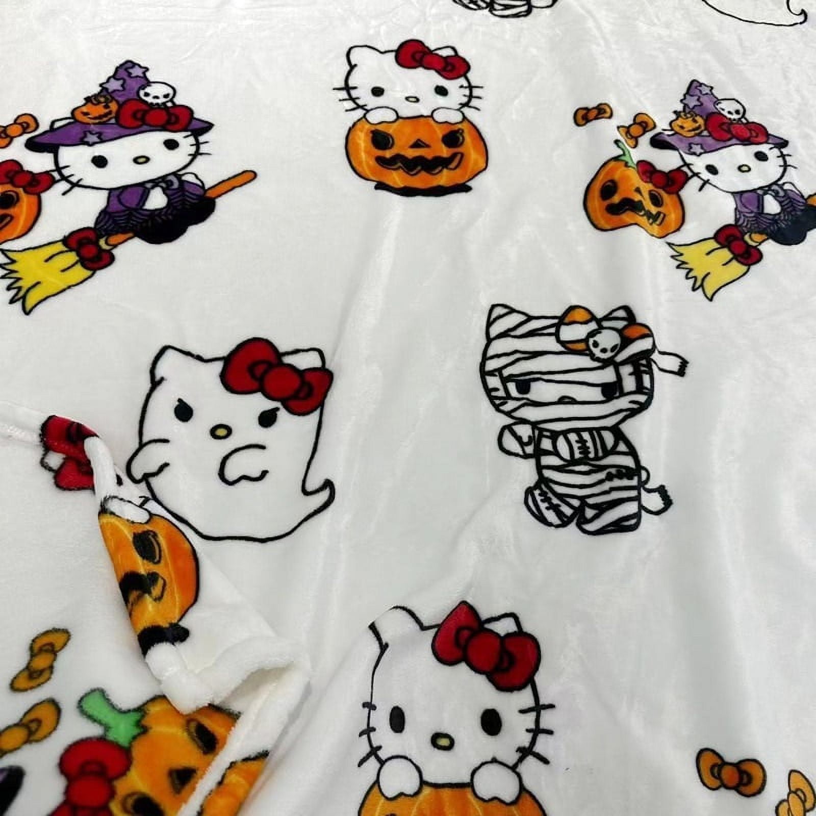 Sanrio Halloween Hello Kitty Blanket Cartoon Ghost Hello Kitty Large Flannel Blanket Sofa Nap Blanket Bed Sheet Christmas Gift White 127x178 Cm