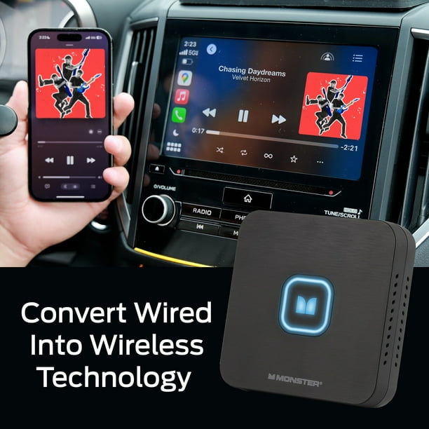 Monster Wireless Adapter for Apple CarPlay and Android Auto, Plug