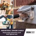 thumbnail image 6 of Iron Forge Cable 10 ft Lighted Outdoor Extension Cord - 10/3 SJTW Heavy Duty Black Extension Cable with 3 Prong 15 AMP Grounded Plug for Safety, 6 of 7