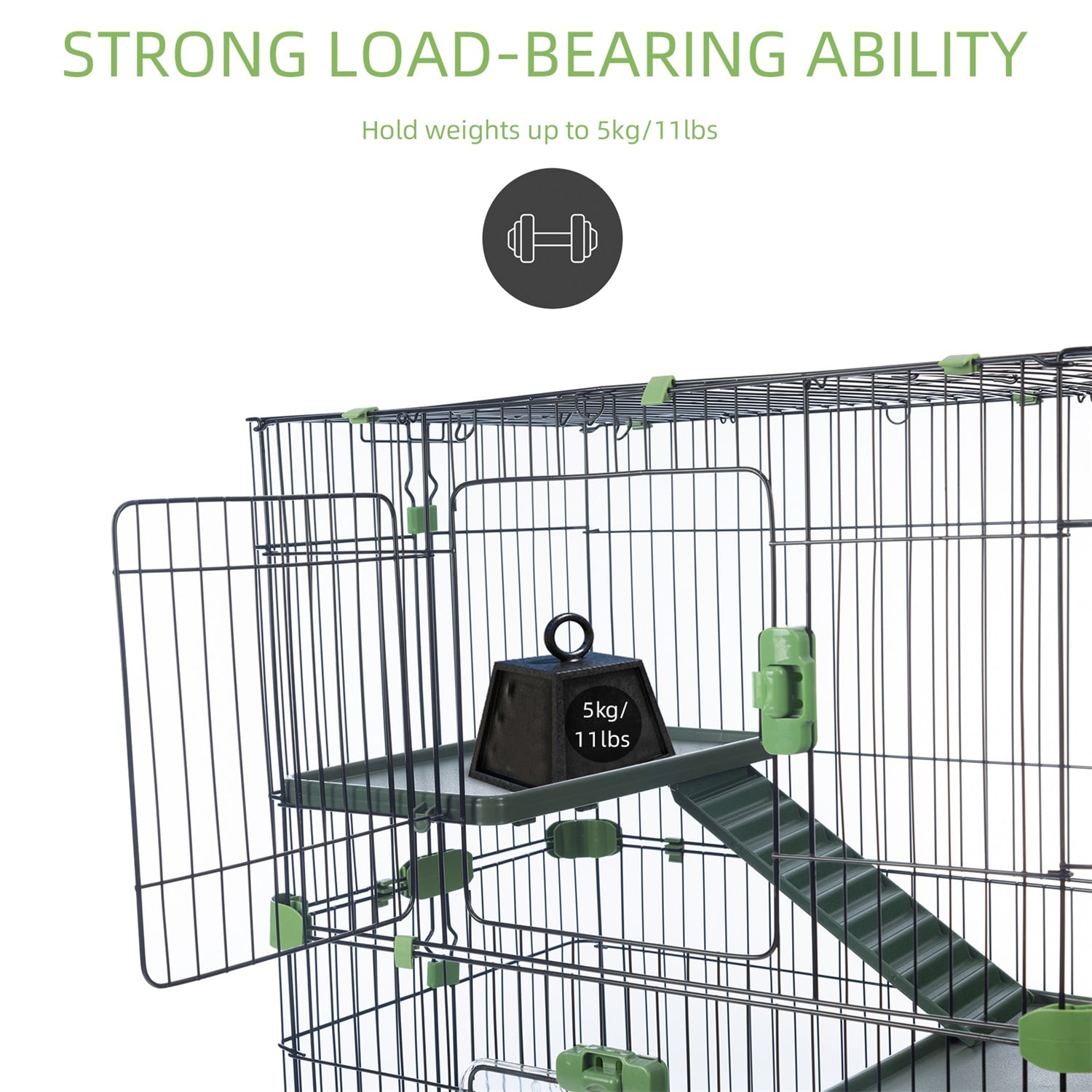 Pefilos 3-Tier Wire Cat Cage Playpen Kennel, 32" Collapsible Small Animal Metal Pet Cage with Lockable Casters Pull-out Tray for Rabbit Chinchilla Ferret Guinea Pig Squirrel Hedgehog, Green Pefilos 3-Tier Wire Cat Cage Playpen Kennel, 32" Collapsible Small Animal Metal Pet Cage with Lockable Casters Pull-out Tray for Rabbit Chinchilla Ferret Guinea Pig Squirrel Hedgehog, Green