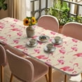 thumbnail image 3 of Pink Flamingo Table Cloths for 8 Foot Rectangle Tables, Summer Animals Rustic Patio Waterproof Elastic Fitted Tablecloths, Washable Rectangular Table Cover for Camping, 3 of 8