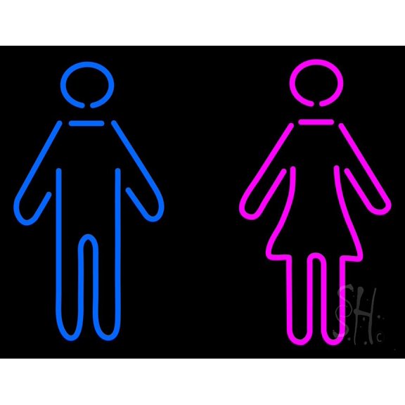 Ladies and Gentlemen Bar Restroom LED Neon Sign 24 x 31 - inches, Clear Edge Cut Acrylic Backing, with Dimmer - Bright and Premium built indoor LED Neon Sign for Bar decor.