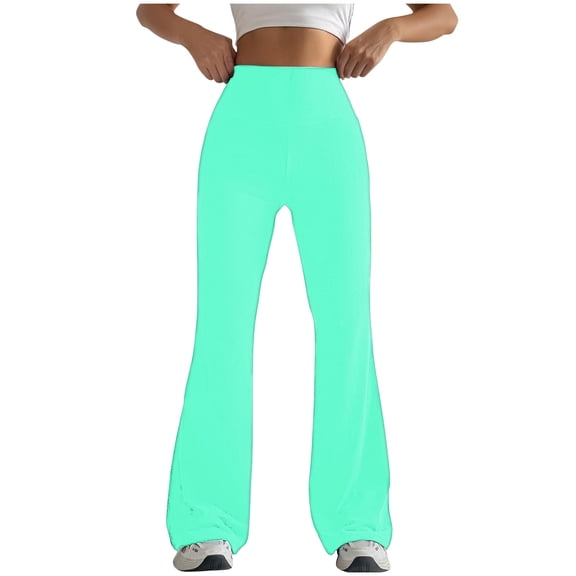 RKSTN High Waisted Yoga Pants Women Flared Leggings for Women Solid Color Lightweight Body Hugging Pilates Outfits for Women (Mint Green ,L)