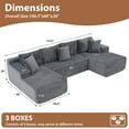 thumbnail image 3 of JOIVI Indoor Modular Sectional Sofa, 132'' Corduroy Cloud Couch with Double Chaise, U Shaped Sofas with Deep Seat, Comfy Fluffy Plush Couches, No Assembly Required, Gray, 3 of 11