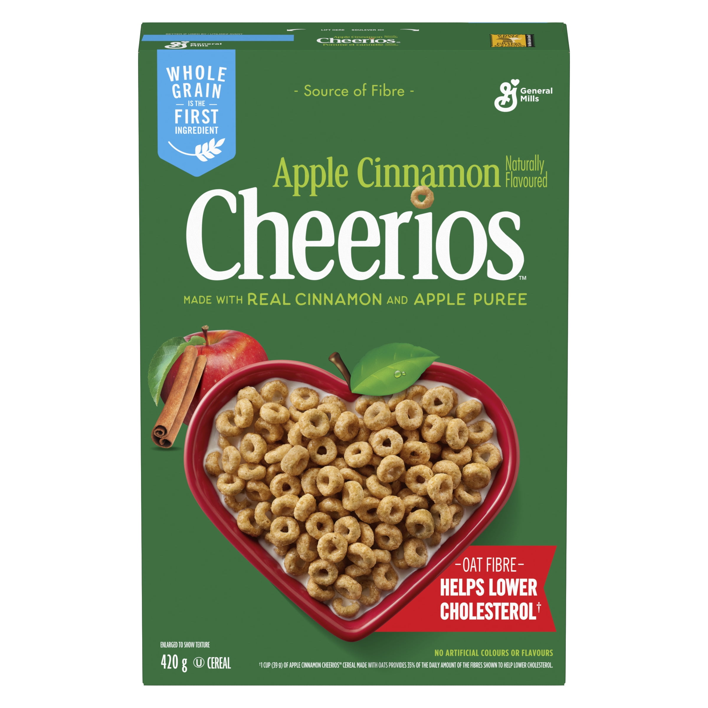 Apple Cinnamon Cheerios Breakfast Cereal, Whole Grains, 420 g