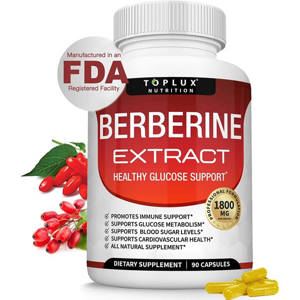 Premium Berberine Extract Plus 1800 mg HCl Naturals 90 Capsules, Blood