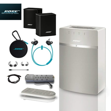Bose SoundTouch 10 Wireless Music System (White), SoundSports Aqua Wireless Headphones, Wireless Surround Speakers Studio Setup (Reed)